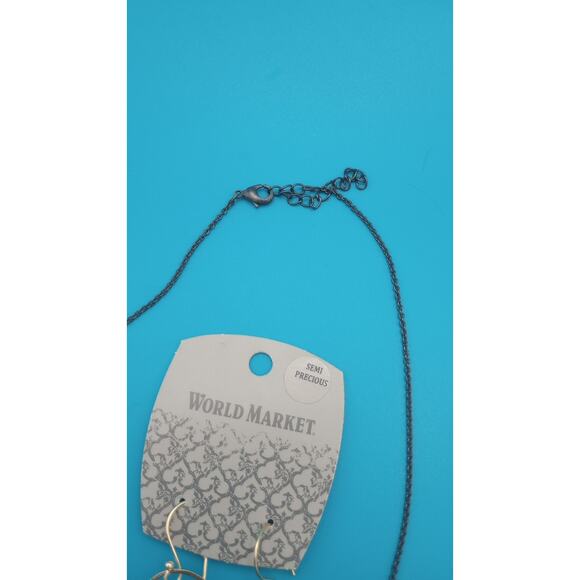 World Market Semi Precious Stones Necklace Earring Set Green - Picture 6 of 10